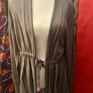 Ann Taylor Charcoal Open-Front Sweater